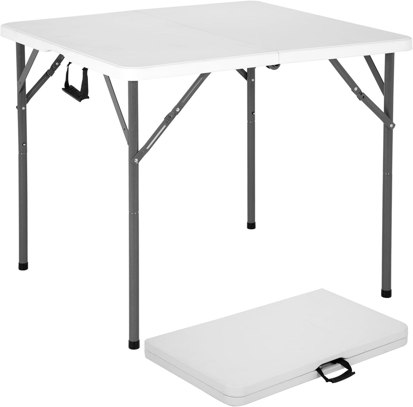 BestOffice Outdoor Folding Camping Table Plastic Table Portable Square Height Dining Table Perfect for Picnics,Parties,Party and Camping,Black