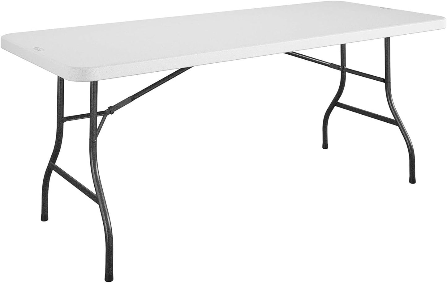 Cosco 6ft Fold-in-Half Blow Molded Folding Table, Indoor/Outdoor, Comfort Handle, Lightweight Plastic Construction - White