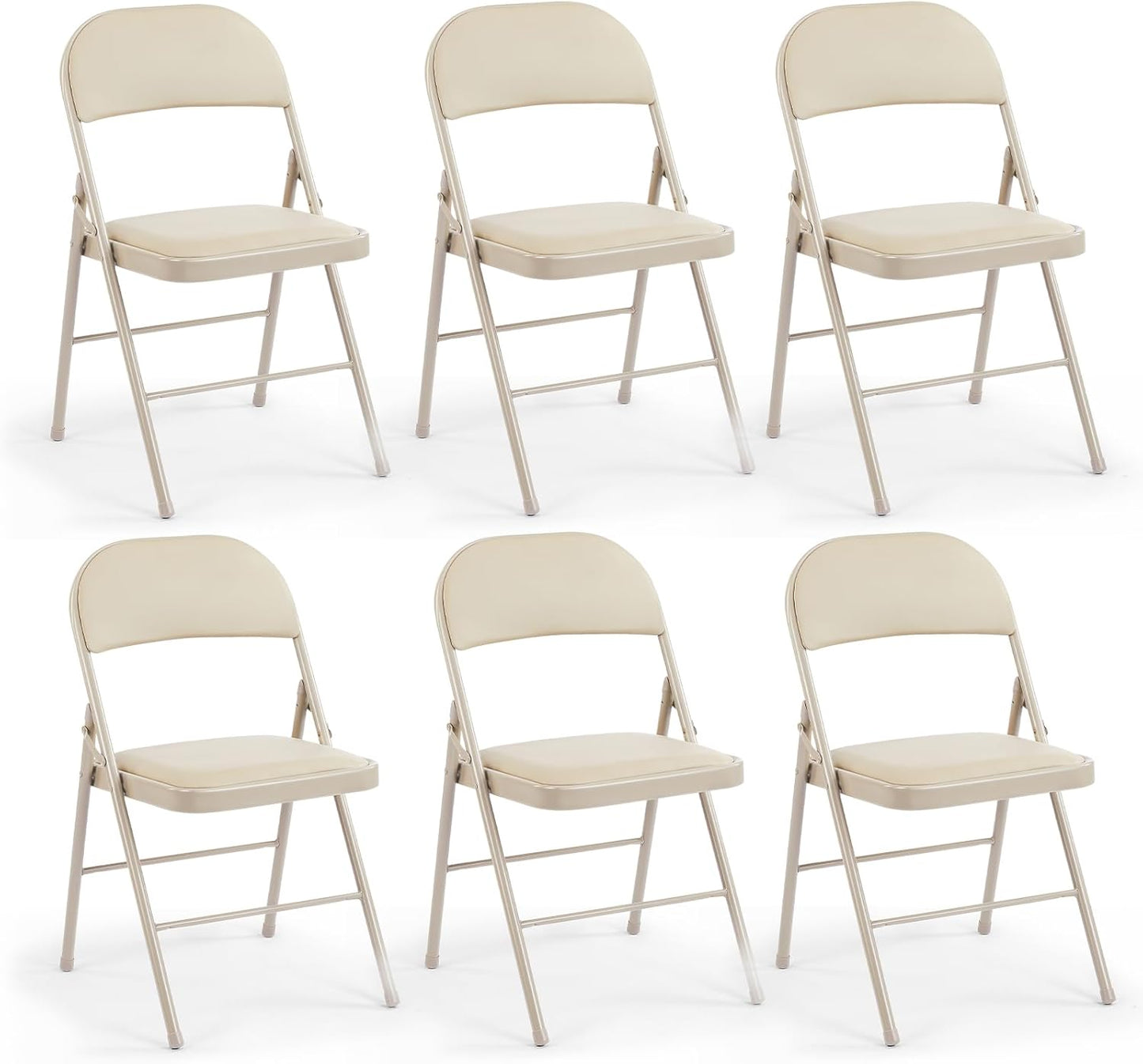 DUMOS 2 Pack Leather Padded Folding Chair, Indoor Outdoor Portable Stackable Commercial Seat with Steel Frame, Capacity for Home, Office, Party, Comfy, Black