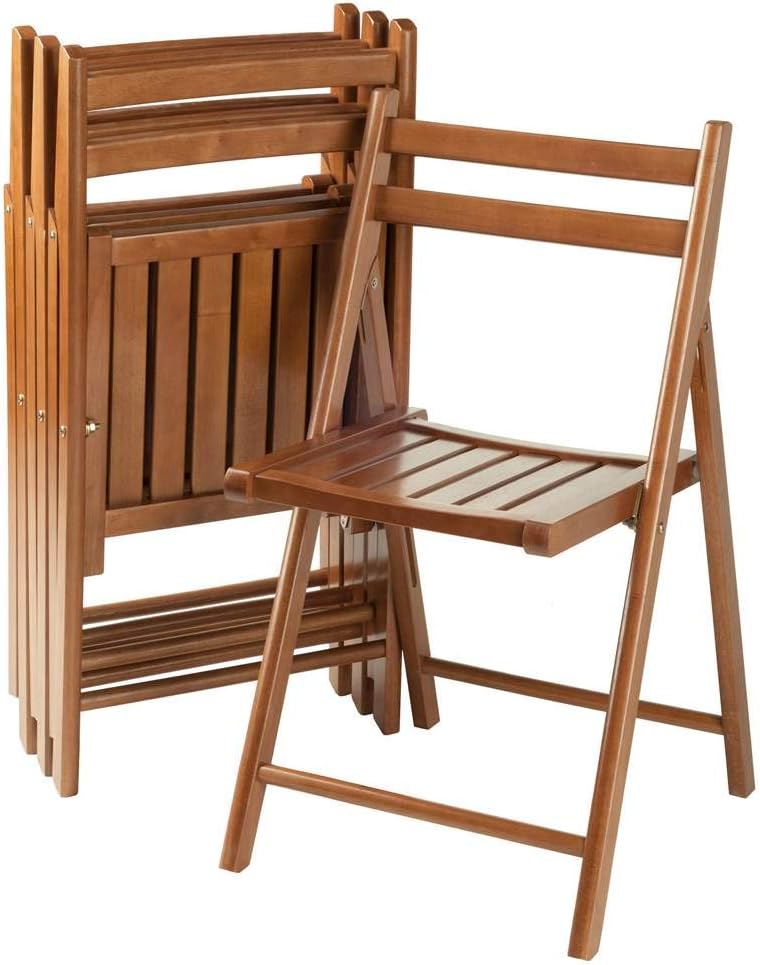 Winsome Robin Folding Chair Set, No assembly, Teak, Set of 4