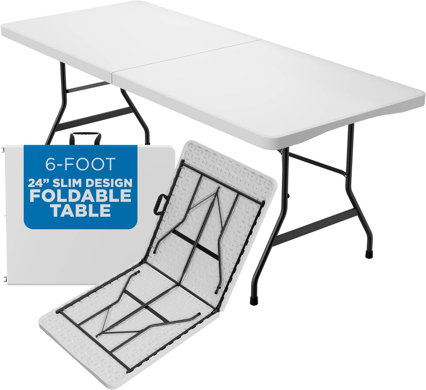 Sorfey Folding Table 6-Foot X 30 inch, White Plastic
