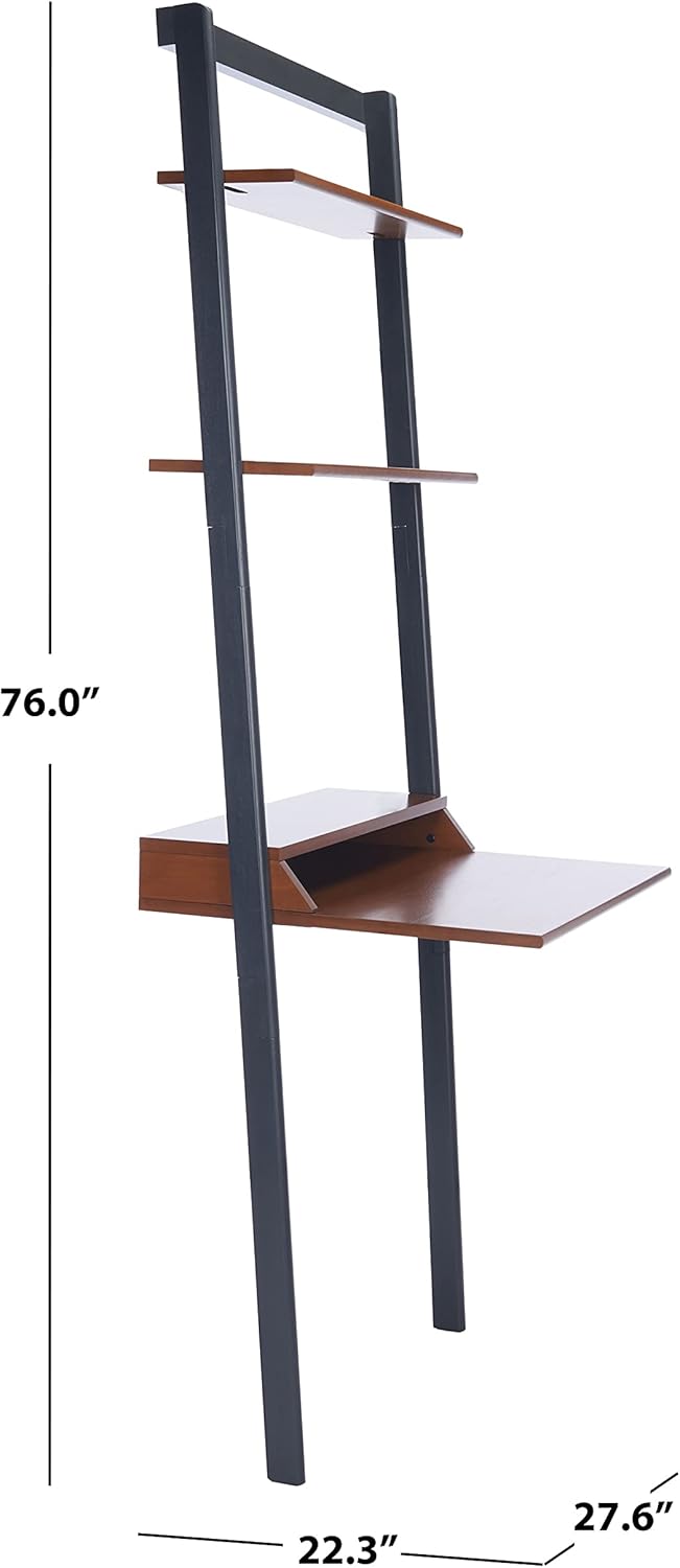 SAFAVIEH Home Collection Pamella Honey Brown and Charcoal 2-Shelf Leaning Desk