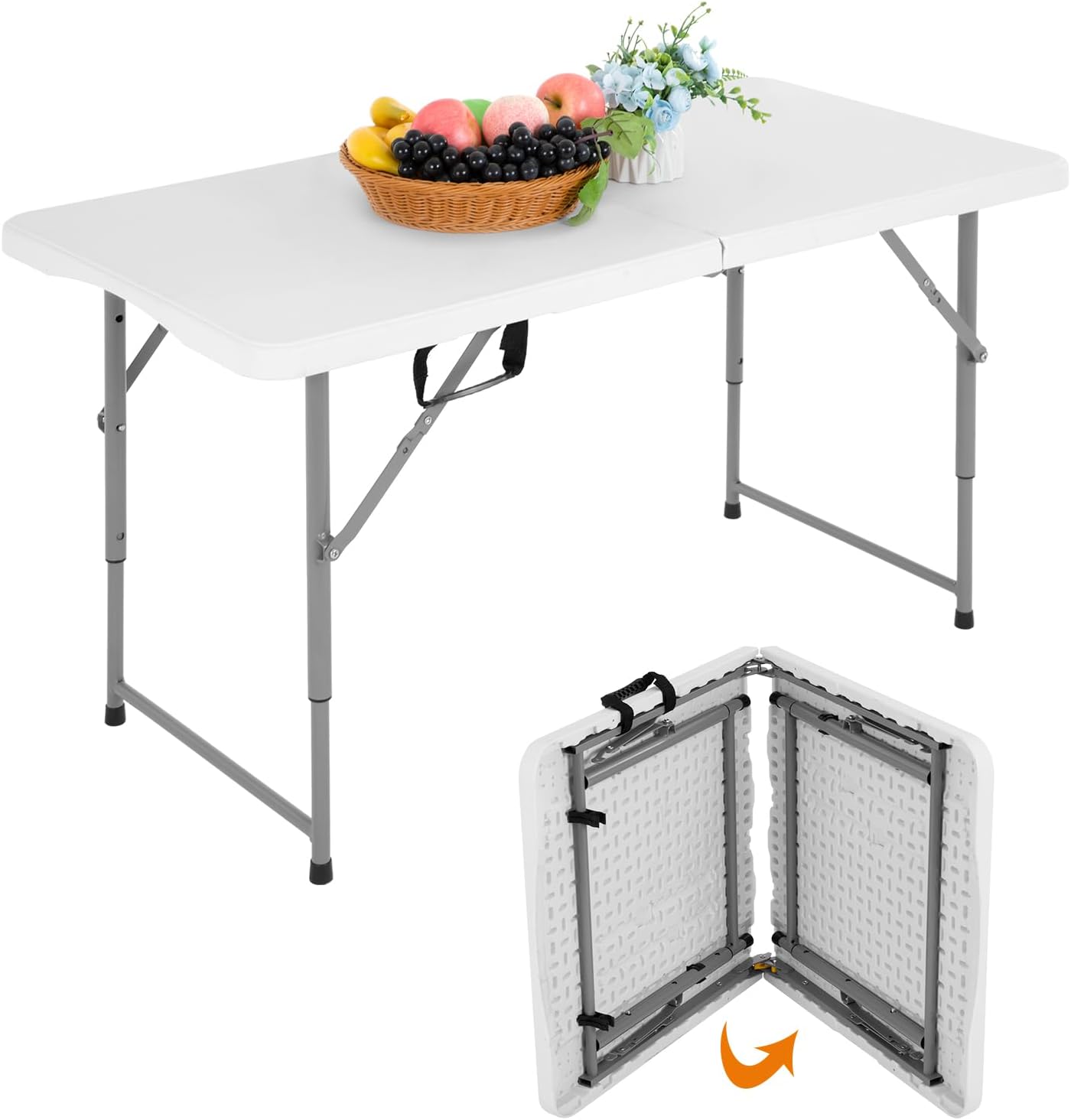 BestOffice Outdoor Folding Camping Table Plastic Table Portable Square Height Dining Table Perfect for Picnics,Parties,Party and Camping,Black