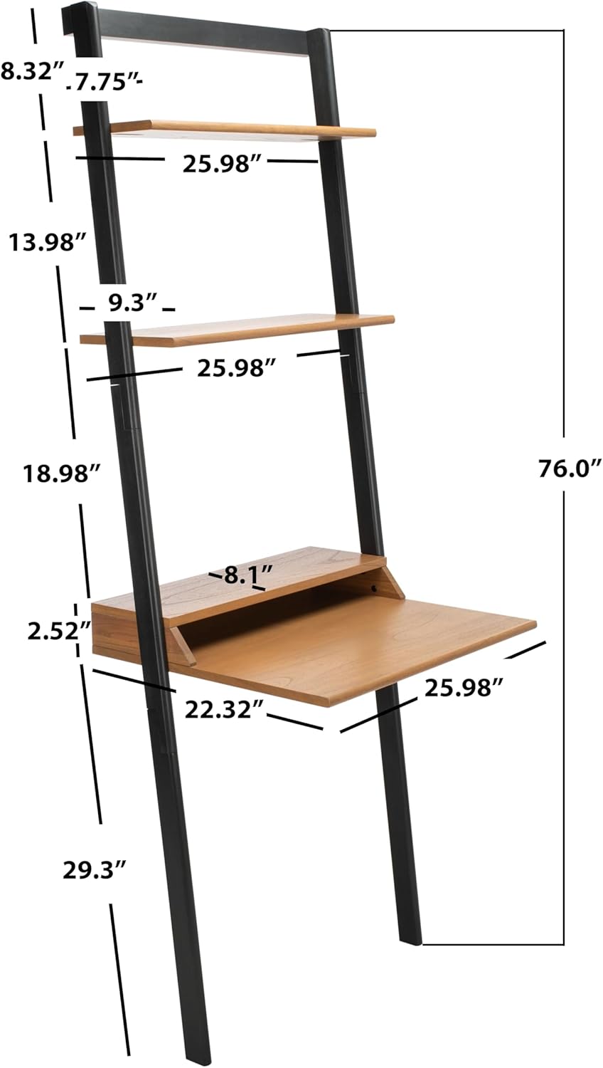 SAFAVIEH Home Collection Pamella Natural/Charcoal 2-Shelf Computer Table Office Writing Leaning Desk