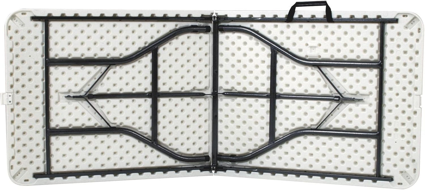 Cosco 6ft Fold-in-Half Blow Molded Folding Table, Indoor/Outdoor, Comfort Handle, Lightweight Plastic Construction - White