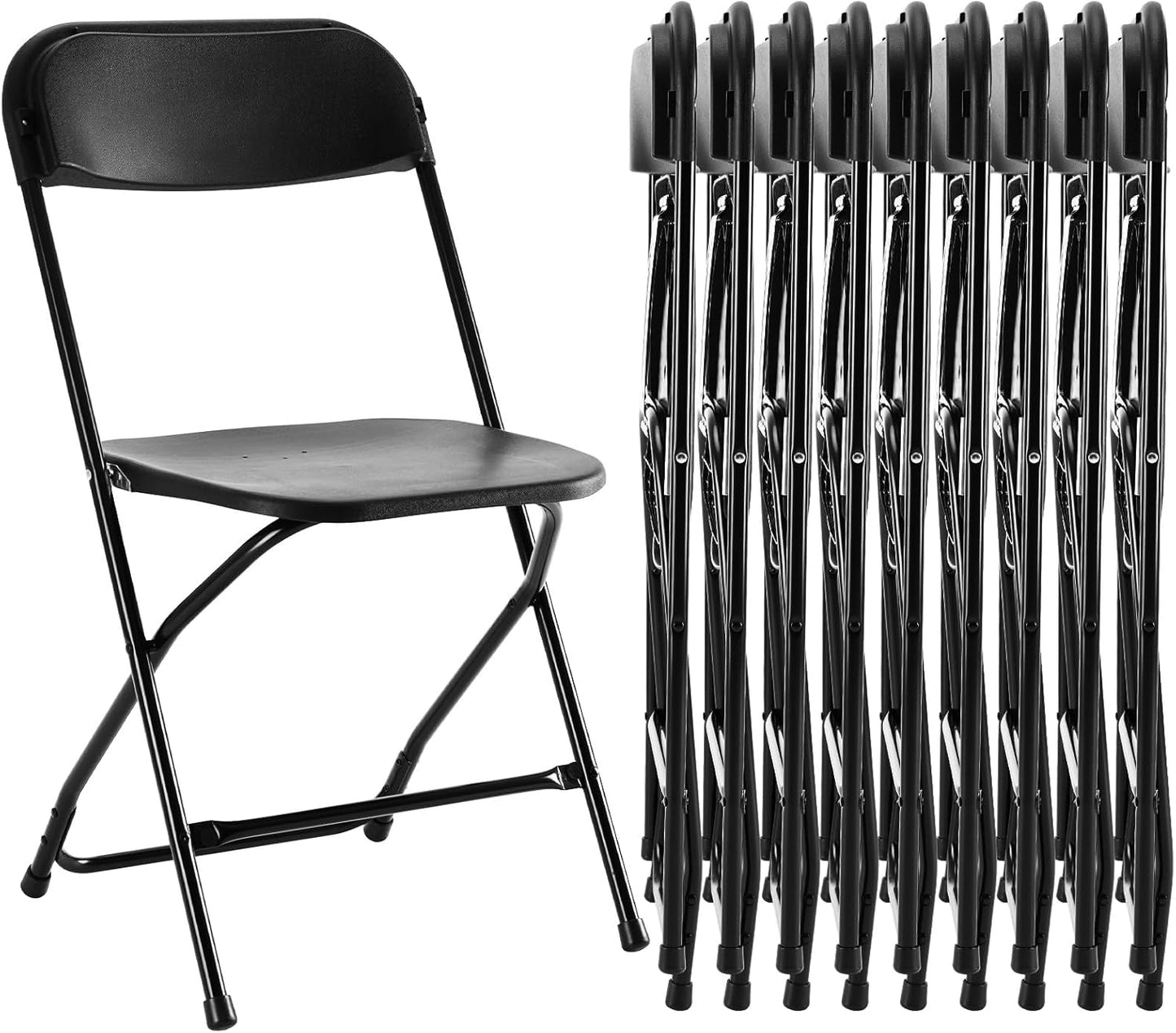 Sweetcrispy Folding Chair 10 Pack, Plastic Foldable Chairs with 330-Pound Capacity, Sturdy Metal Portable Chair, Easy to Use and Store, Outdoor and Indoor, for Home, Office, Party, Comfy, White