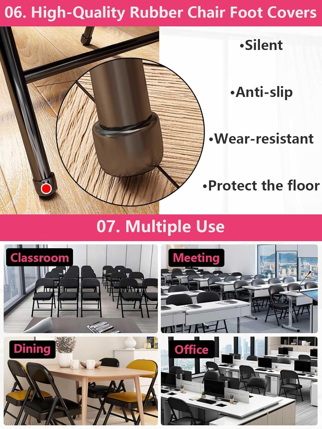 2 Pack Folding Chairs with Leather Padded Cushion and Back, Metal Black Foldable Chair for Indoor Outdoor, Commercial Stackable Guest Chairs for Office Events Wedding Party Kitchen Dining