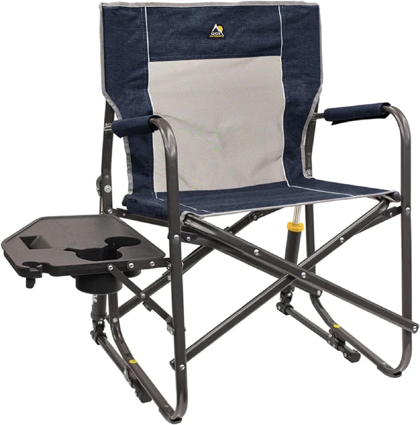 GCI OUTDOOR Freestyle Rocker Camping Chair | Portable Folding Rocking Chair with Solid, Durable Armrests, Drink Holder & Comfortable Backrest — Cinnamon