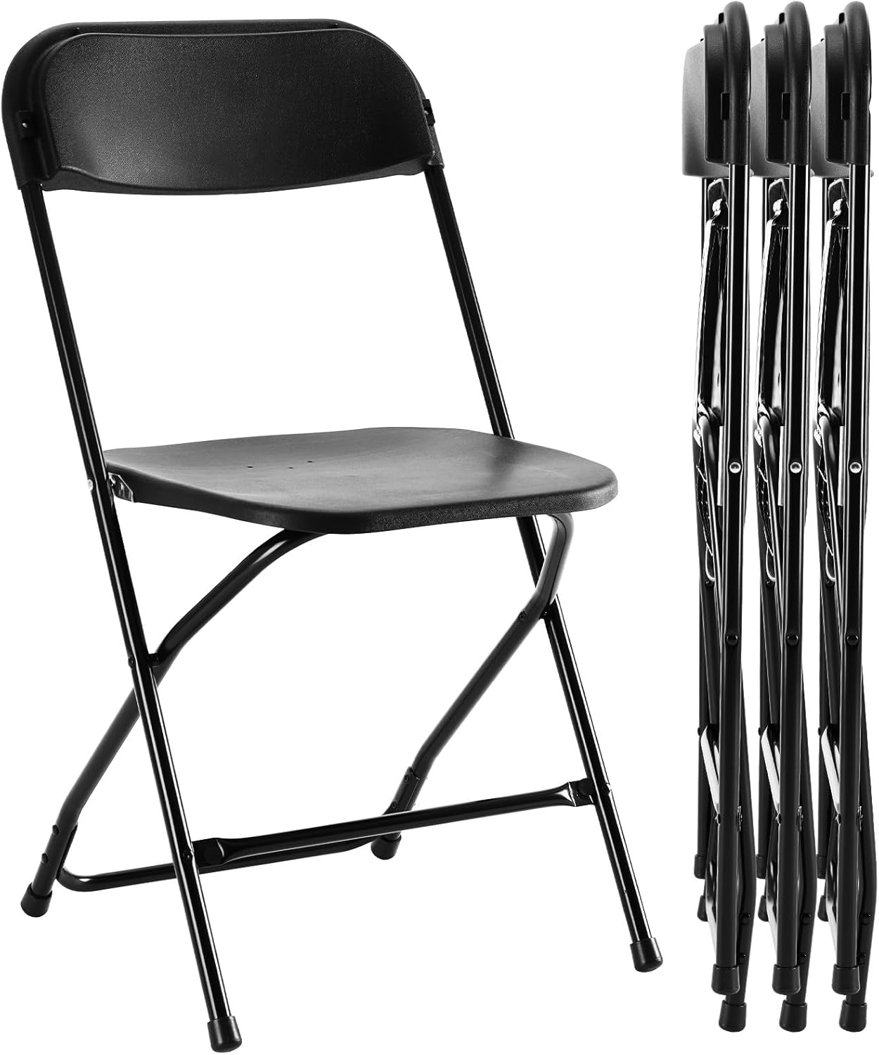Sweetcrispy Folding Chair 10 Pack, Plastic Foldable Chairs with 330-Pound Capacity, Sturdy Metal Portable Chair, Easy to Use and Store, Outdoor and Indoor, for Home, Office, Party, Comfy, White