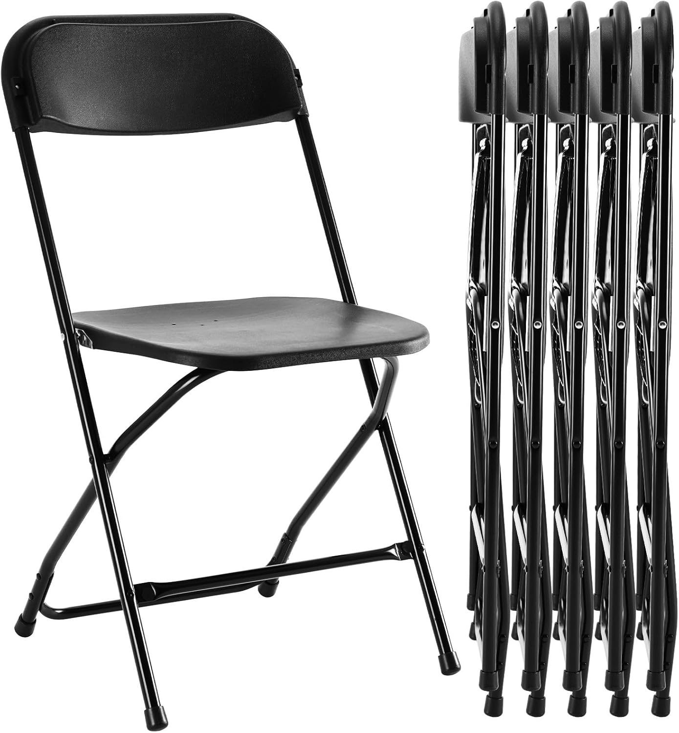 Sweetcrispy Folding Chair 10 Pack, Plastic Foldable Chairs with 330-Pound Capacity, Sturdy Metal Portable Chair, Easy to Use and Store, Outdoor and Indoor, for Home, Office, Party, Comfy, White