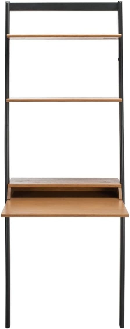 SAFAVIEH Home Collection Pamella Natural/Charcoal 2-Shelf Computer Table Office Writing Leaning Desk