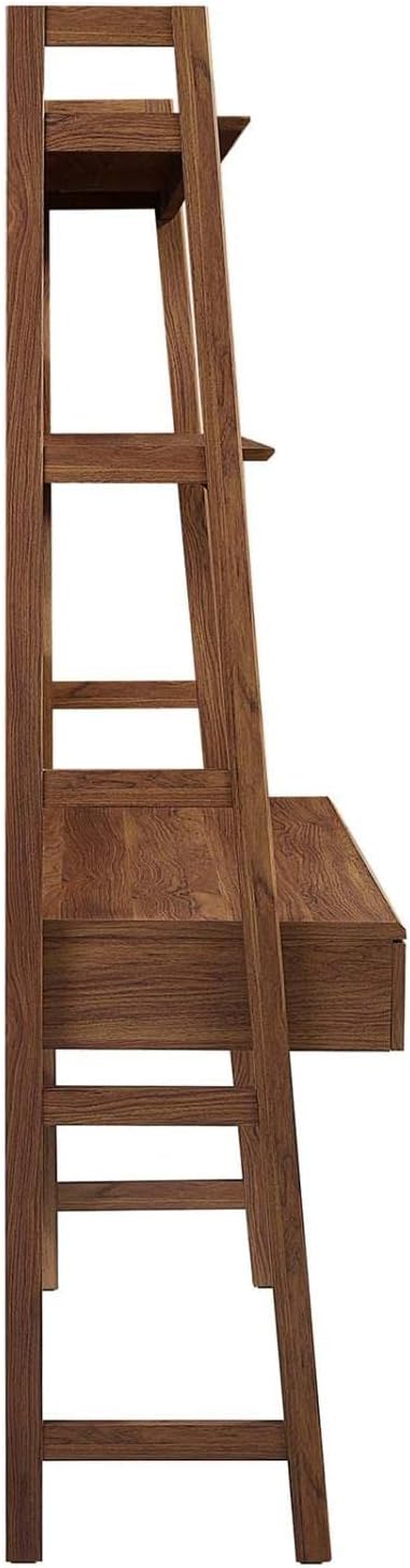 Modway Bixby Home Office Desk with Bookshelf in Walnut