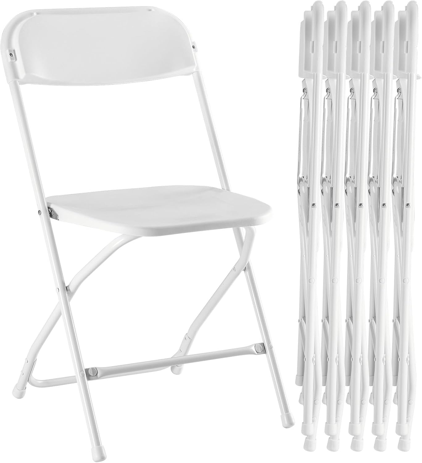 Sweetcrispy Folding Chair 10 Pack, Plastic Foldable Chairs with 330-Pound Capacity, Sturdy Metal Portable Chair, Easy to Use and Store, Outdoor and Indoor, for Home, Office, Party, Comfy, White