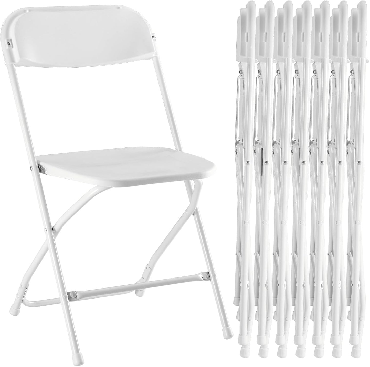 Sweetcrispy Folding Chair 10 Pack, Plastic Foldable Chairs with 330-Pound Capacity, Sturdy Metal Portable Chair, Easy to Use and Store, Outdoor and Indoor, for Home, Office, Party, Comfy, White
