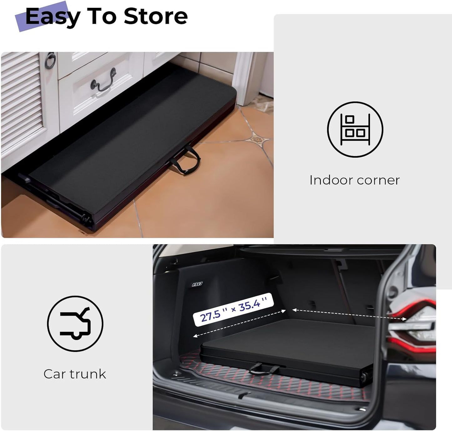 Folding Table 6ft Portable Heavy Duty Plastic Fold-in-Half 6 Foot Foldable Table Utility Dining Indoor Outdoor with Carrying Handle for Camping Picnic and Party, Black