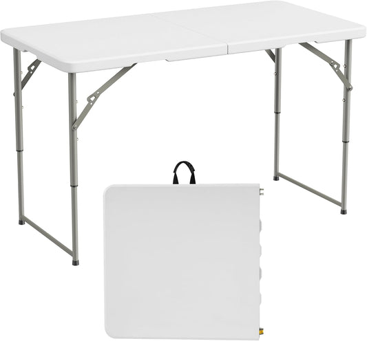 Elevon Folding Table, 4 Feet Heavy Duty Fold-in-Half Utility Table Indoor Outdoor for Camping, Picnic, Party