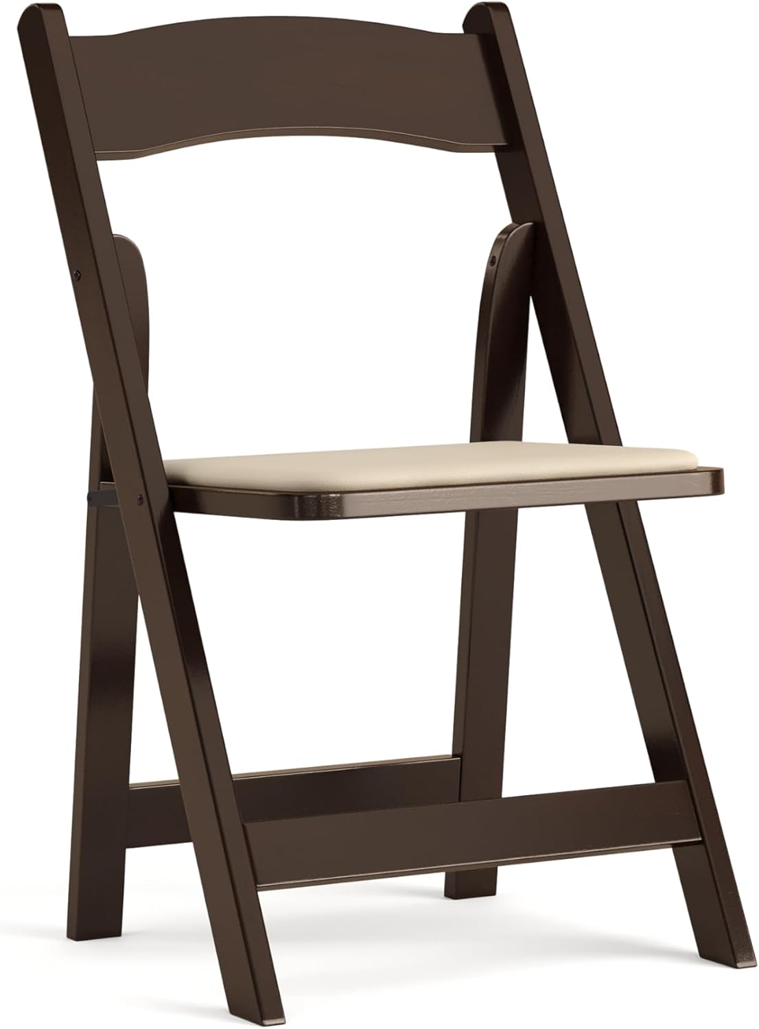 Flash Furniture 4 Pack HERCULES Series Fruitwood Wood Folding Chair with Vinyl Padded Seat