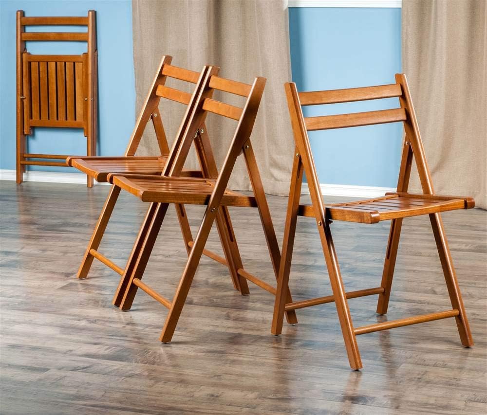 Winsome Robin Folding Chair Set, No assembly, Teak, Set of 4