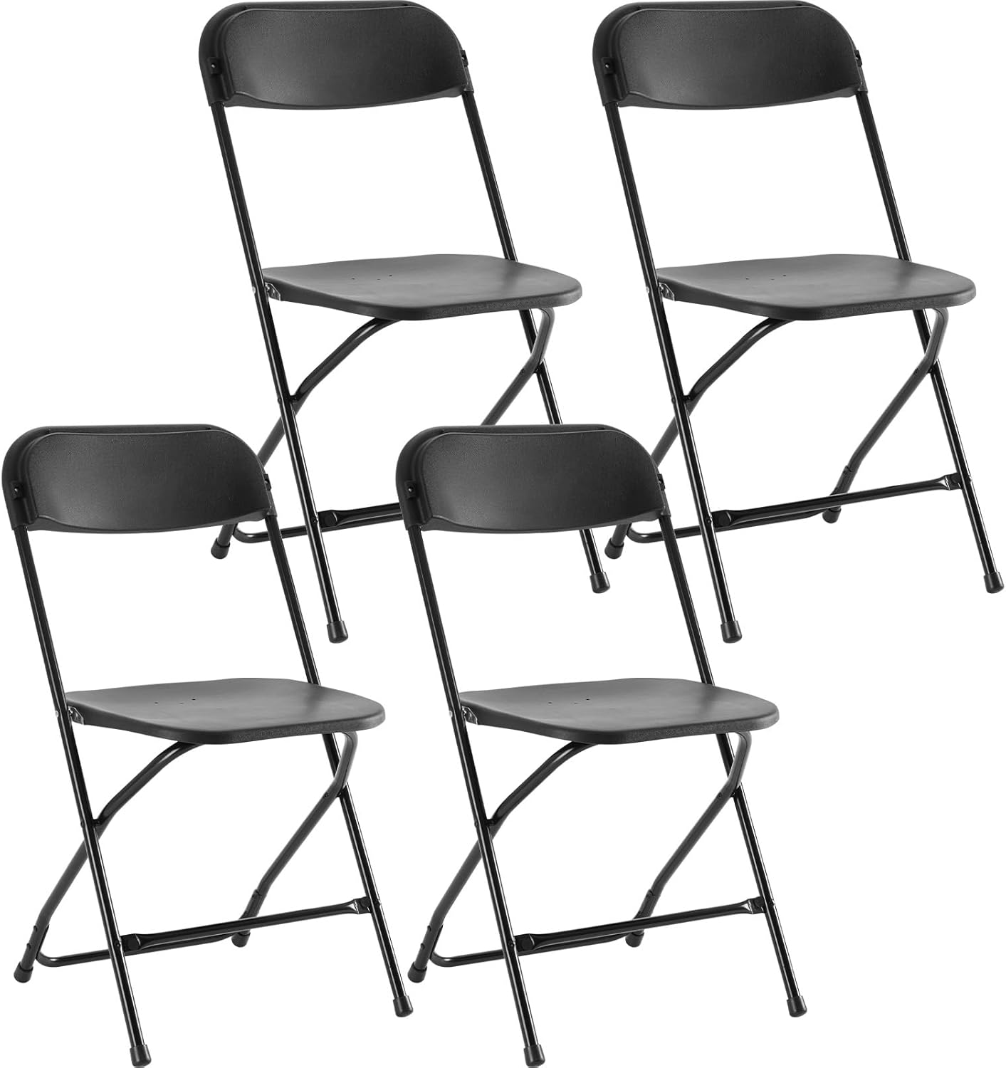 DUMOS 2 Pack Leather Padded Folding Chair, Indoor Outdoor Portable Stackable Commercial Seat with Steel Frame, Capacity for Home, Office, Party, Comfy, Black