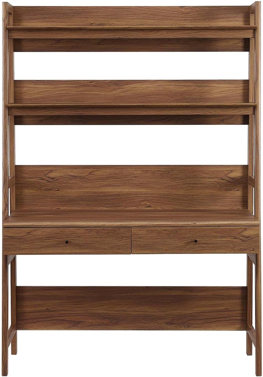 Modway Bixby Home Office Desk with Bookshelf in Walnut