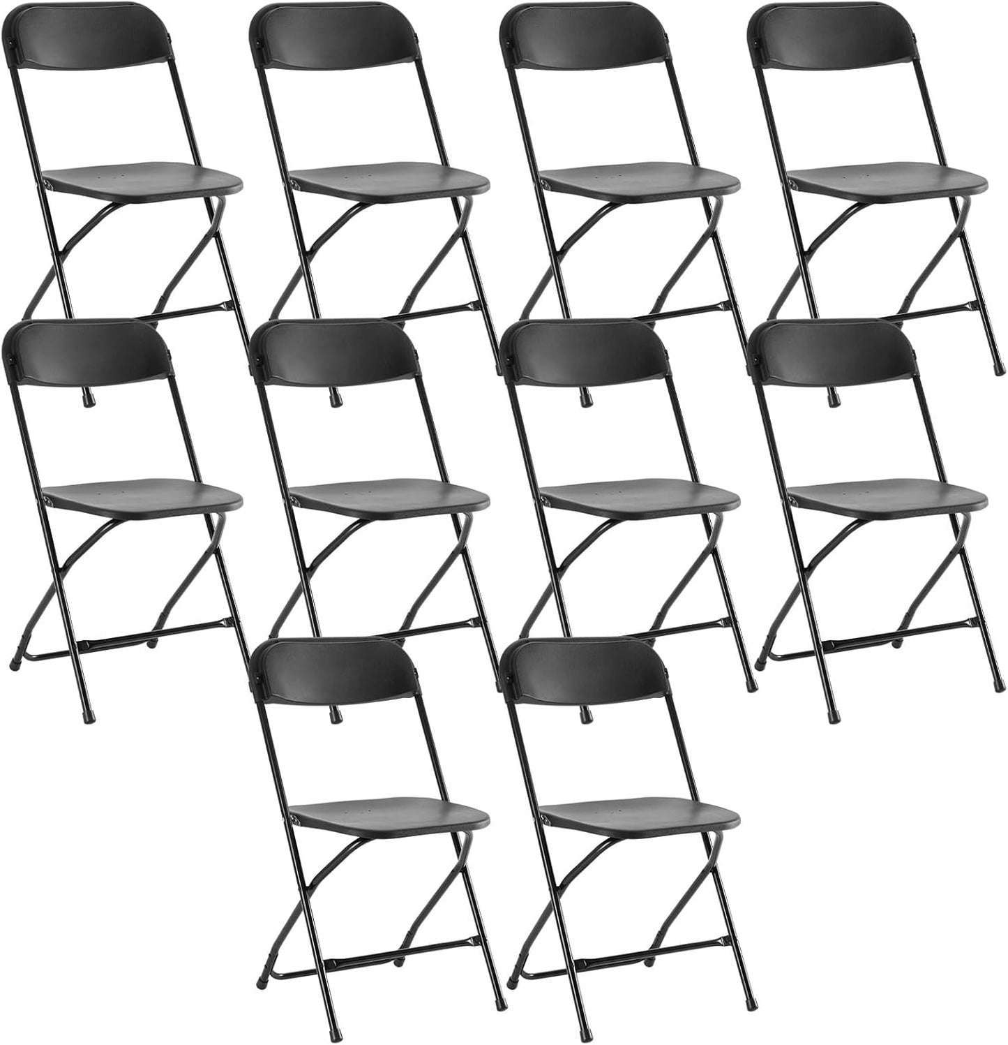 DUMOS 2 Pack Leather Padded Folding Chair, Indoor Outdoor Portable Stackable Commercial Seat with Steel Frame, Capacity for Home, Office, Party, Comfy, Black