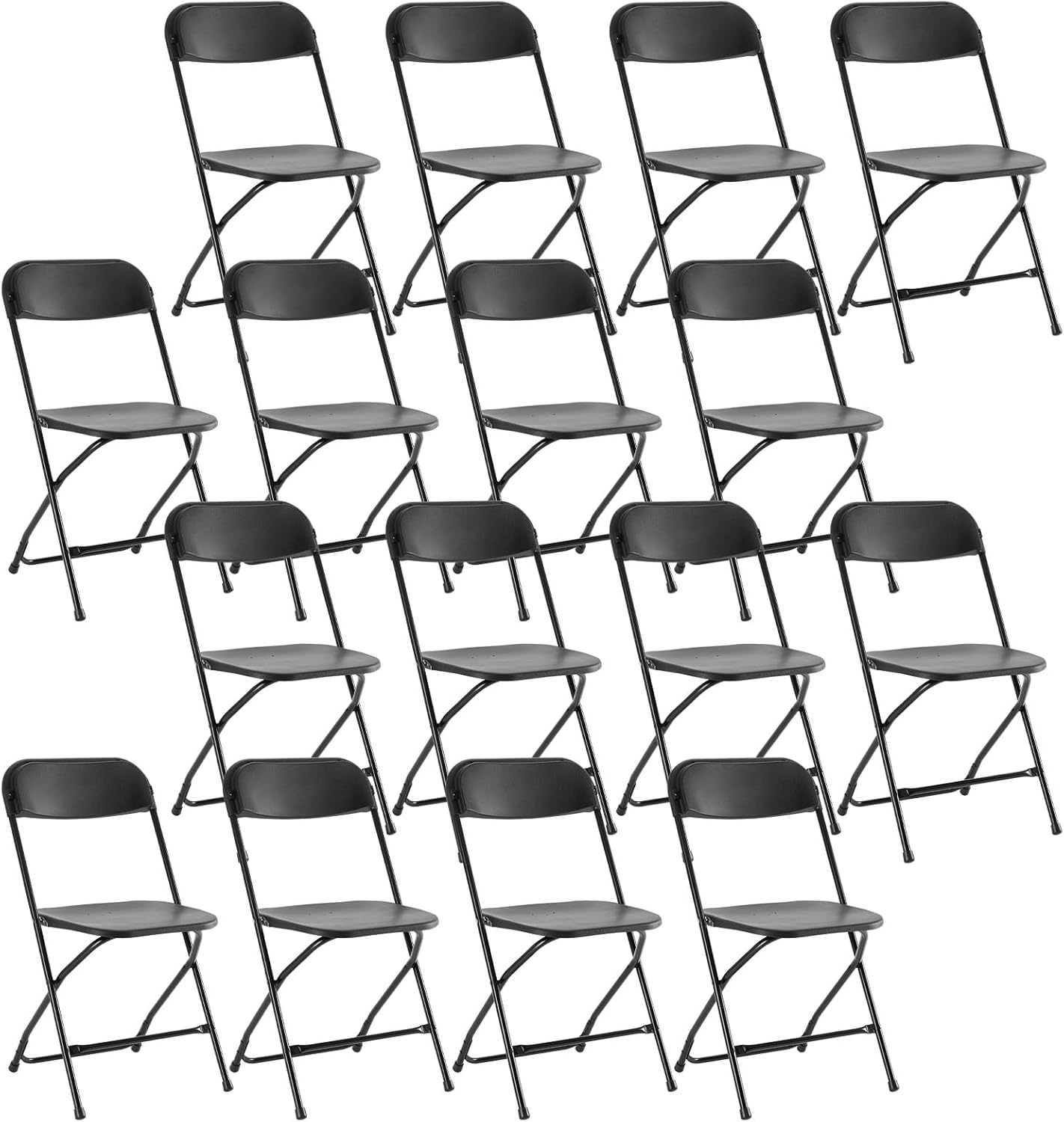 DUMOS 2 Pack Leather Padded Folding Chair, Indoor Outdoor Portable Stackable Commercial Seat with Steel Frame, Capacity for Home, Office, Party, Comfy, Black