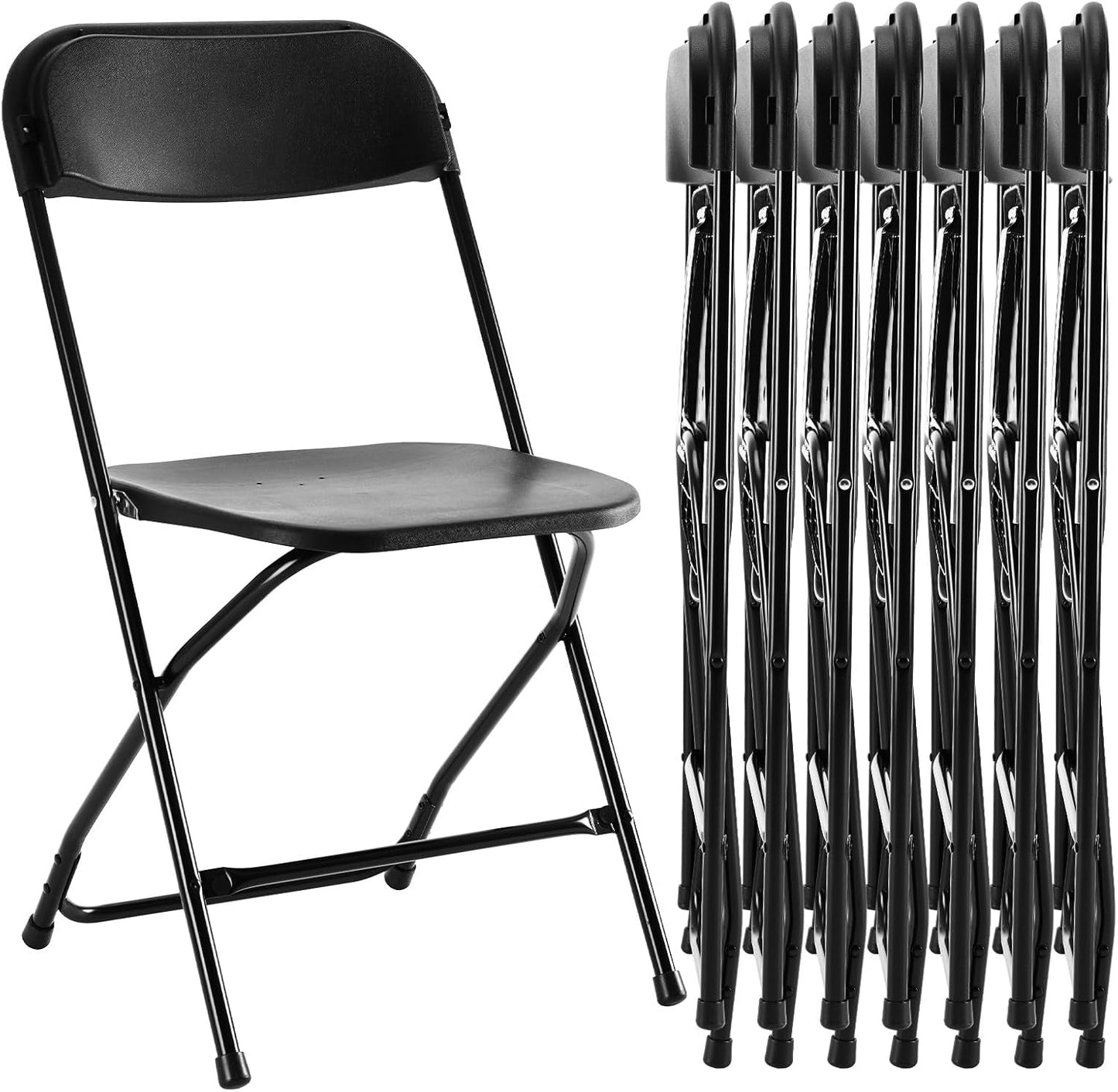 Sweetcrispy Folding Chair 10 Pack, Plastic Foldable Chairs with 330-Pound Capacity, Sturdy Metal Portable Chair, Easy to Use and Store, Outdoor and Indoor, for Home, Office, Party, Comfy, White
