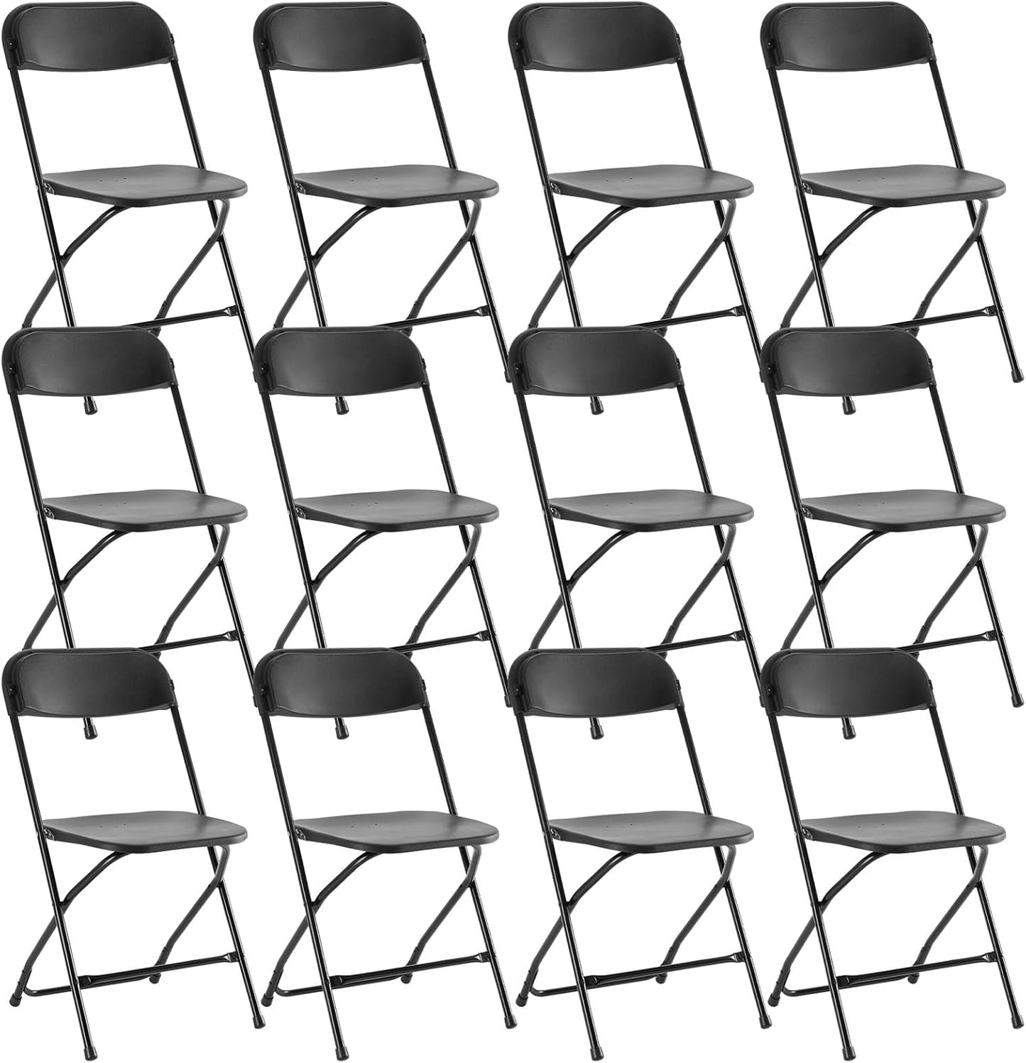 Sweetcrispy Folding Chair 10 Pack, Plastic Foldable Chairs with 330-Pound Capacity, Sturdy Metal Portable Chair, Easy to Use and Store, Outdoor and Indoor, for Home, Office, Party, Comfy, White