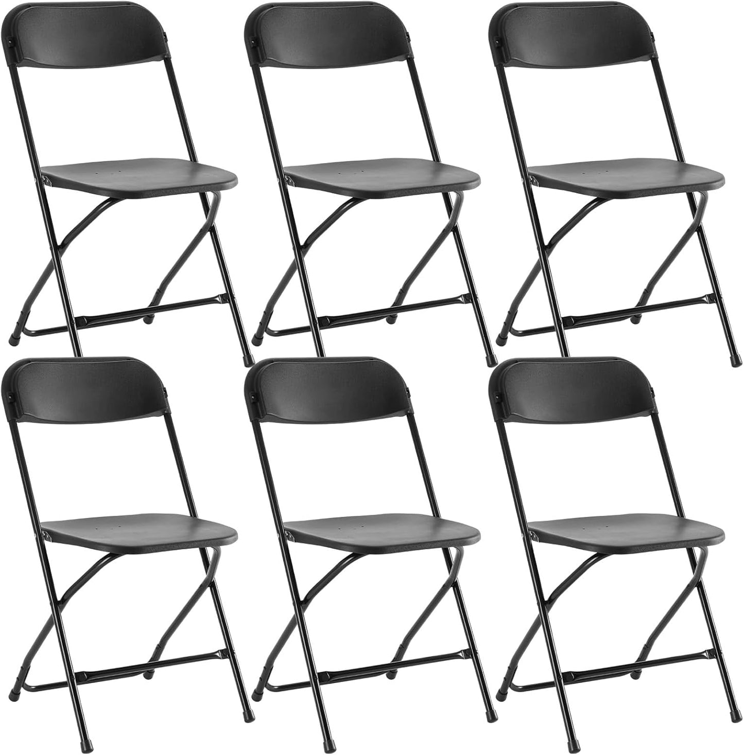 DUMOS 2 Pack Leather Padded Folding Chair, Indoor Outdoor Portable Stackable Commercial Seat with Steel Frame, Capacity for Home, Office, Party, Comfy, Black