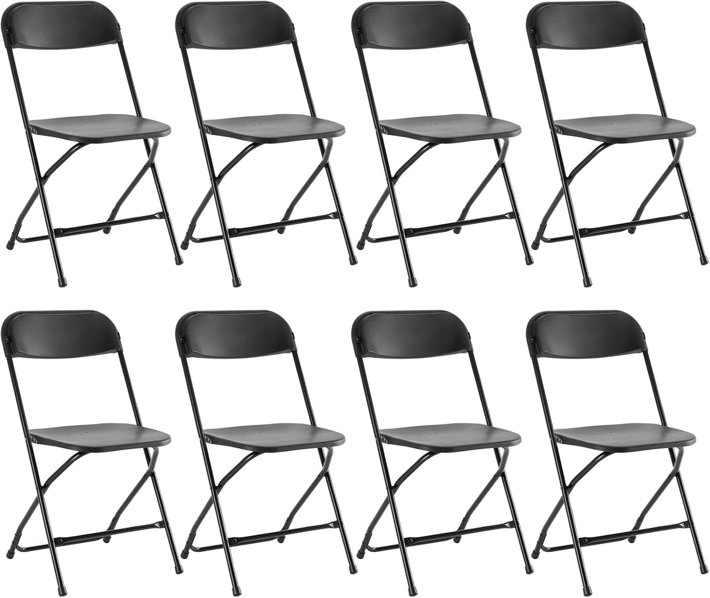 DUMOS 2 Pack Leather Padded Folding Chair, Indoor Outdoor Portable Stackable Commercial Seat with Steel Frame, Capacity for Home, Office, Party, Comfy, Black