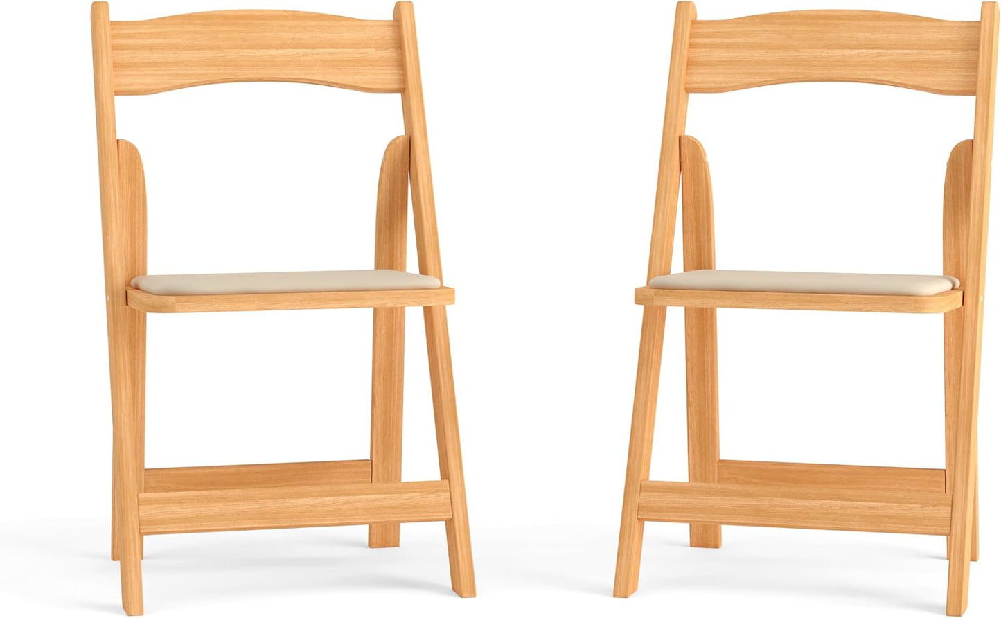 Flash Furniture 4 Pack HERCULES Series Fruitwood Wood Folding Chair with Vinyl Padded Seat