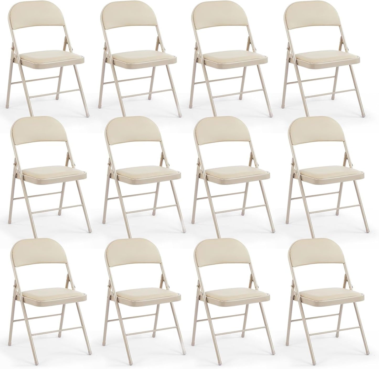 DUMOS 2 Pack Leather Padded Folding Chair, Indoor Outdoor Portable Stackable Commercial Seat with Steel Frame, Capacity for Home, Office, Party, Comfy, Black