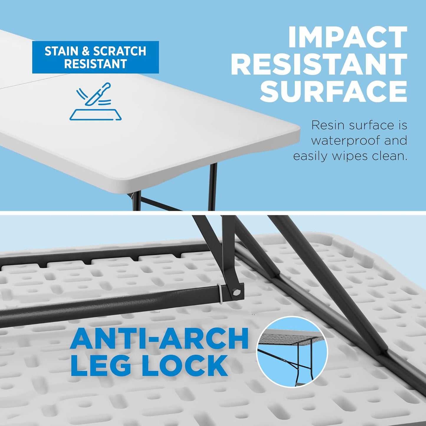 Sorfey Folding Table 6-Foot X 30 inch, White Plastic