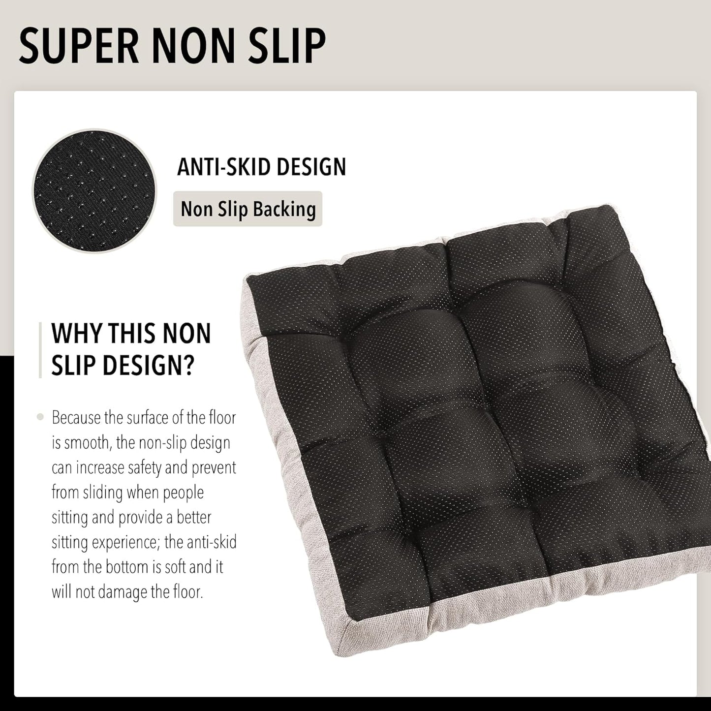 Tromlycs Floor Pillow Cushions for Adults Set of 2 Large Square Gel Memory Foam Pillows for Seating 20 x 20 x 4 Inch Beige