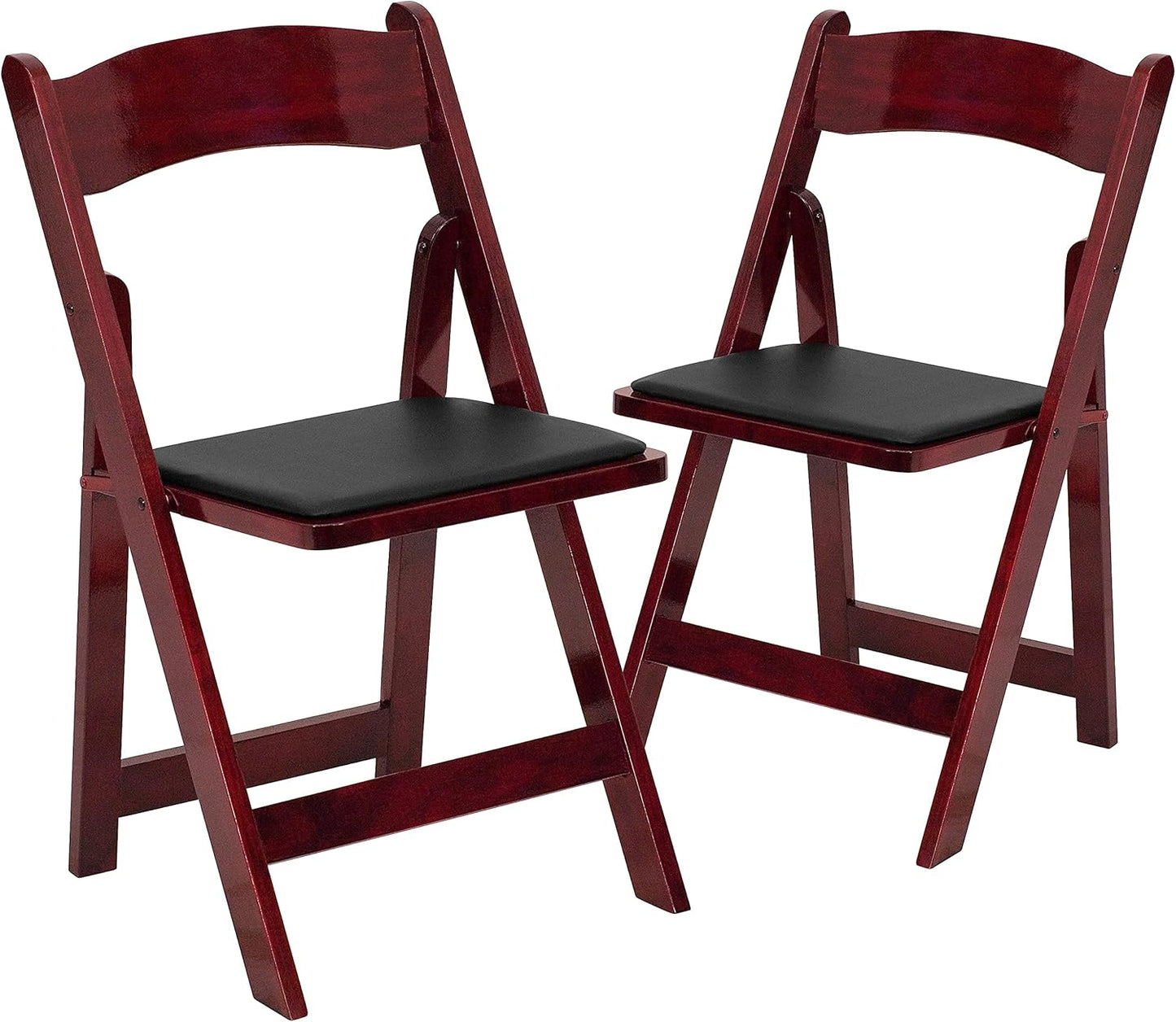 Flash Furniture 4 Pack HERCULES Series Fruitwood Wood Folding Chair with Vinyl Padded Seat