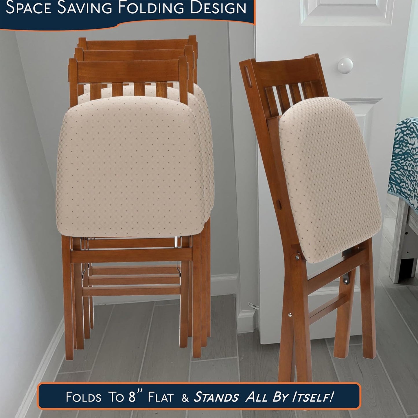 MECO STAKMORE Arts and Craft Folding Chair Fruitwood Finish, (Set of 2) , 22.5 in x 17 in x 35.5 in