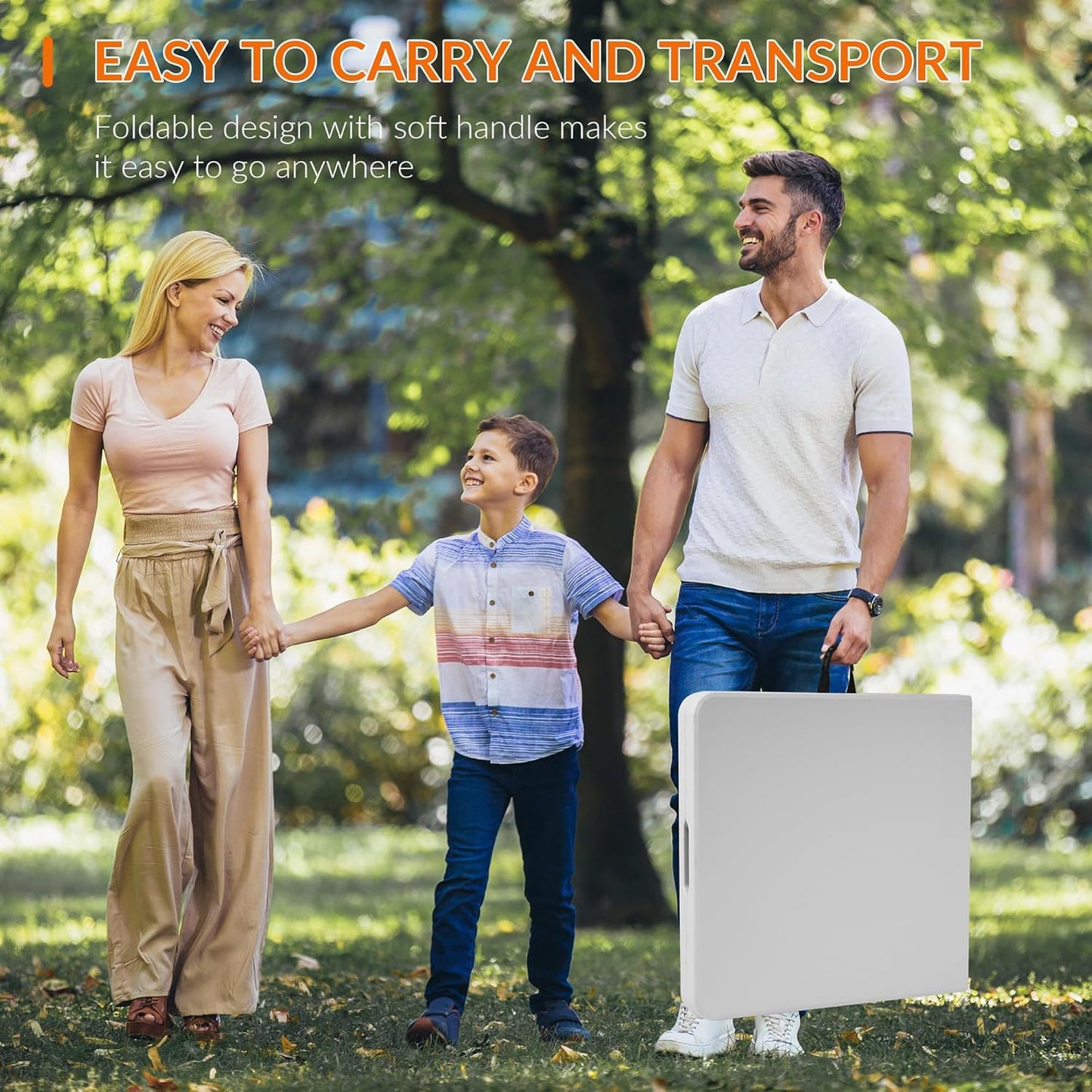 Elevon Folding Table, 4 Feet Heavy Duty Fold-in-Half Utility Table Indoor Outdoor for Camping, Picnic, Party