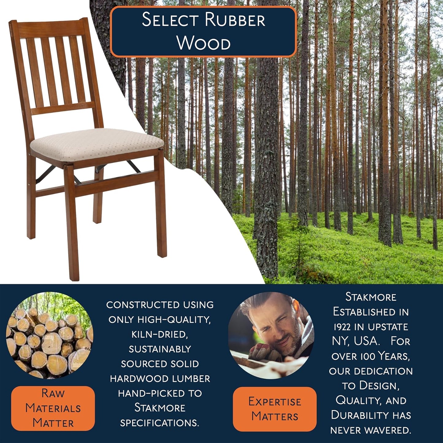 MECO STAKMORE Arts and Craft Folding Chair Fruitwood Finish, (Set of 2) , 22.5 in x 17 in x 35.5 in